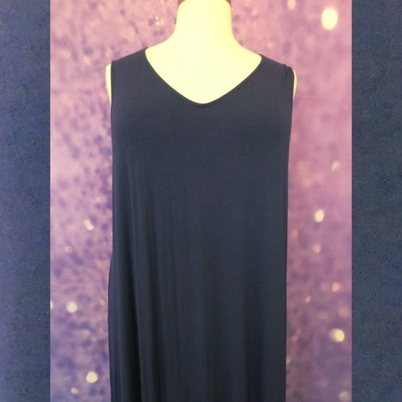 Roman's Navy Blue V Neck Sharkbite Dress 26/28 2X - Picture 3 of 8